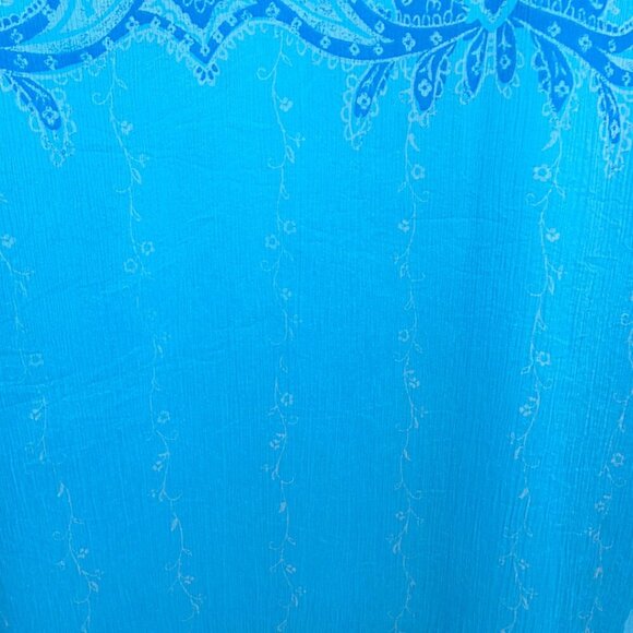 Coldwater Creek Blue Silk Midi Dress Damask Paisley Floral Vines (Misses 14) - Picture 10 of 10